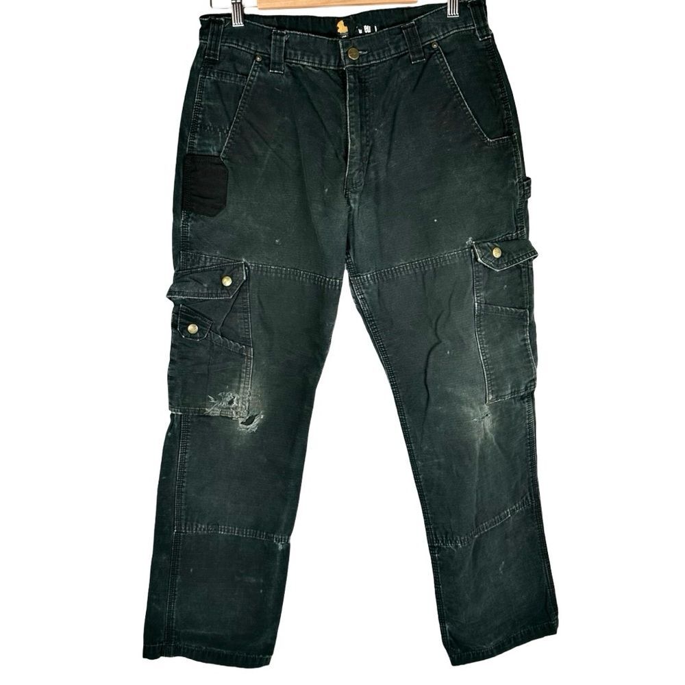 Carhartt Black Relaxed Fit Ripstop destroyed Pants Men’s Size 34x32
